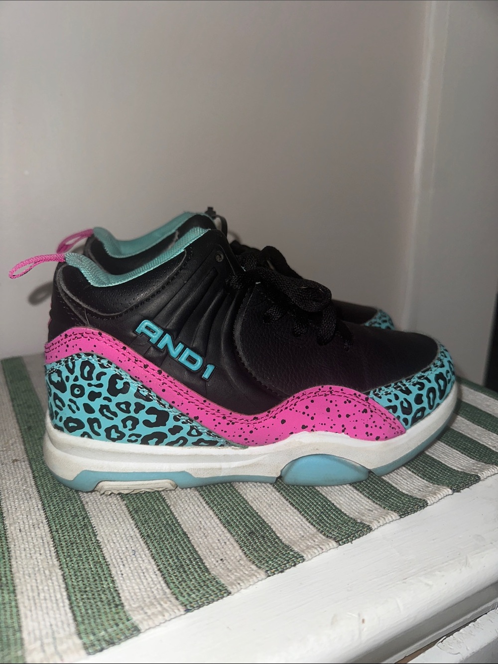 And1 Black Teal and Pink Kids Sneakers